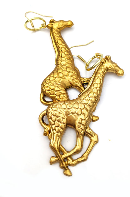 Giraffe Gold-plated Brass Earrings USA 100% Gay Isber Gift Bag-Gay Isber Designs