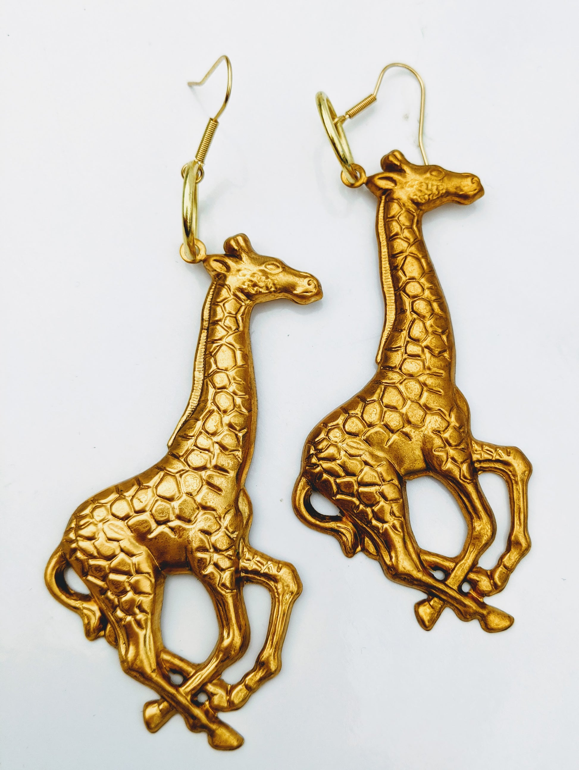 Giraffe Gold-plated Brass Earrings USA 100% Gay Isber Gift Bag-Gay Isber Designs