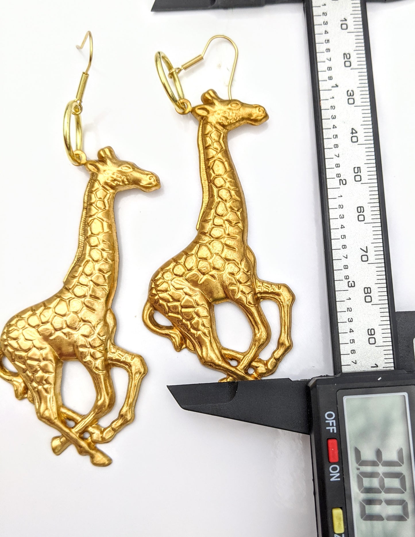 Giraffe Gold-plated Brass Earrings USA 100% Gay Isber Gift Bag-Gay Isber Designs