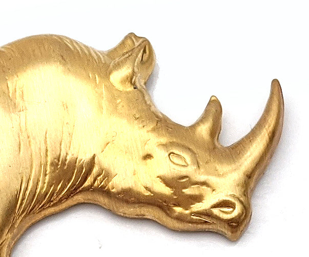 XL Gold-plated Rhino Brass Earrings USA made Gay Isber Gift Bag-Gay Isber Designs