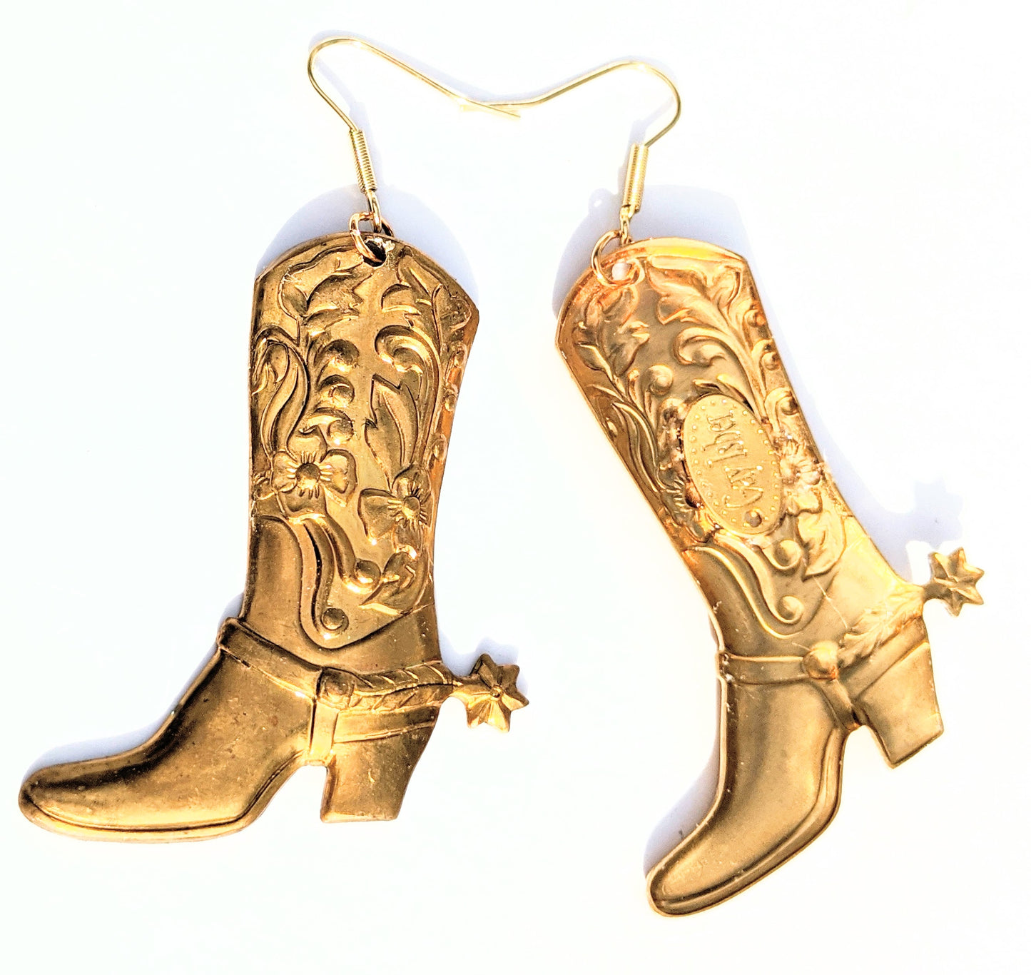 Brass Boots with Spurs Earrings USA 100% Gay Isber gift bag included-Gay Isber Designs