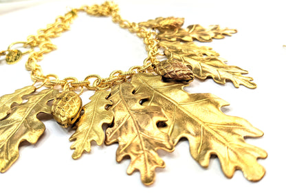 Leaves & Pinecones Brass Necklace 100% USA Gay Isber Gift Box FREE matching earring-Gay Isber Designs