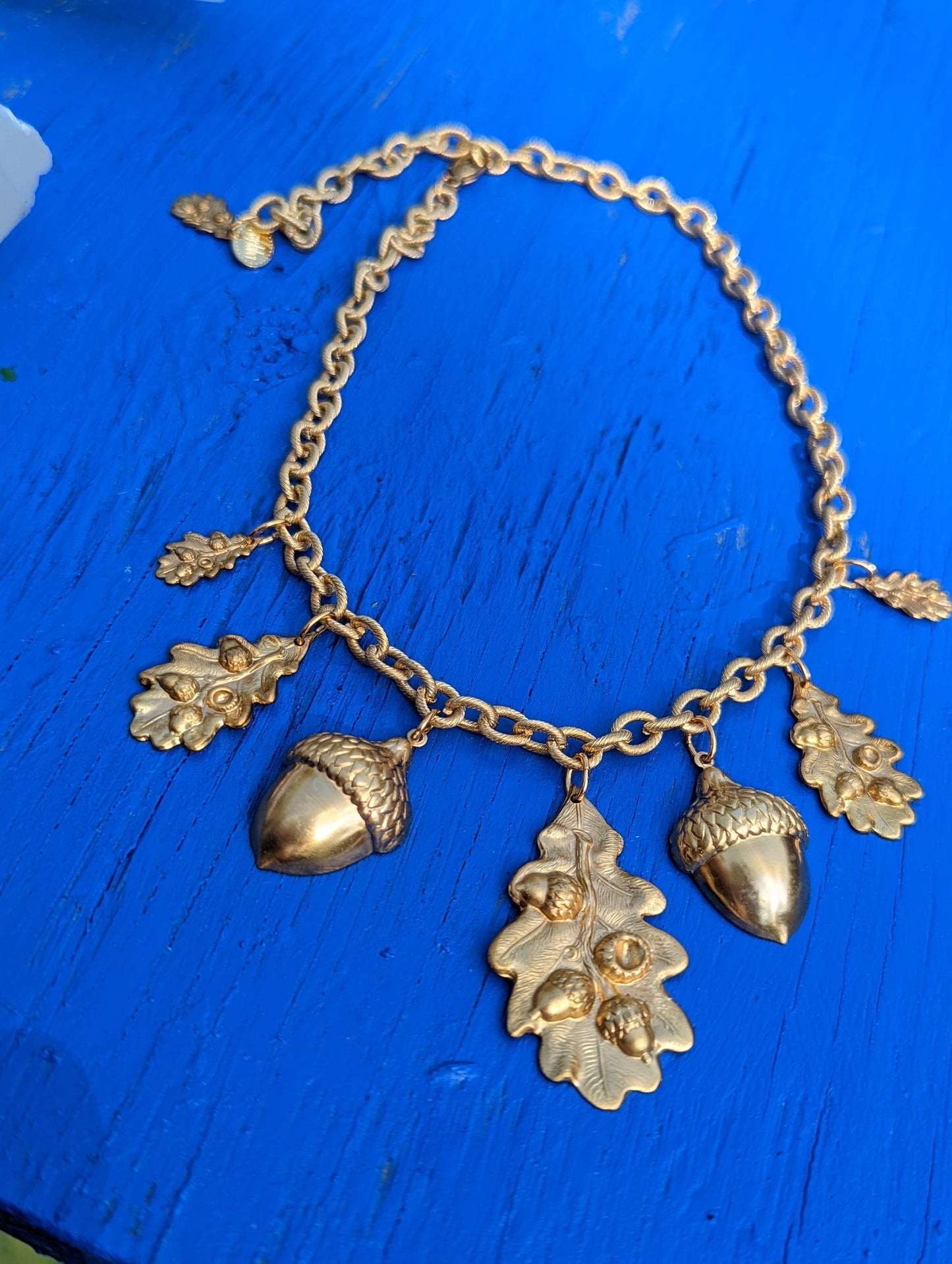 Tree Necklace with Brass Acorns Leaves Gay Isber USA Made 100% adjustable-Gay Isber Designs