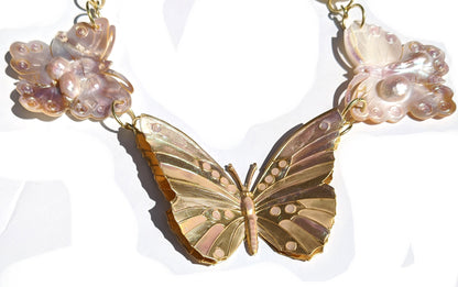 Butterfly Blister Pearls + Brass Butterfly Gay Isber one of a kind Necklace-Gay Isber Designs