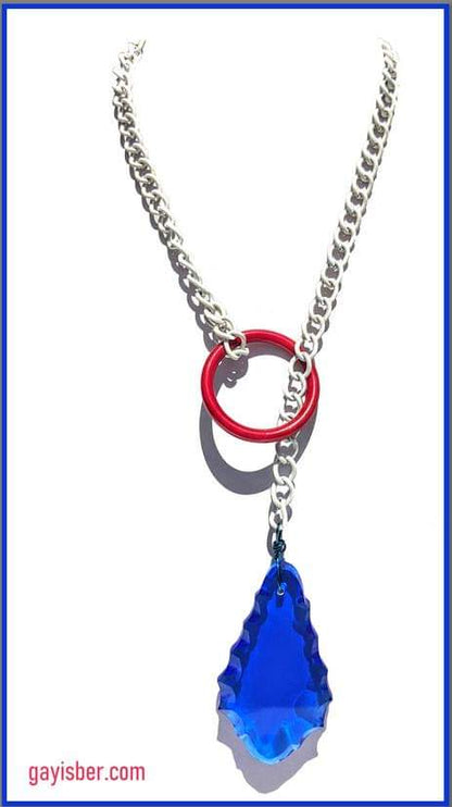 Election Collection Red White Blue VOTE Simple Toggle Necklace Vintage White Chain By Gay Isber-Gay Isber Designs