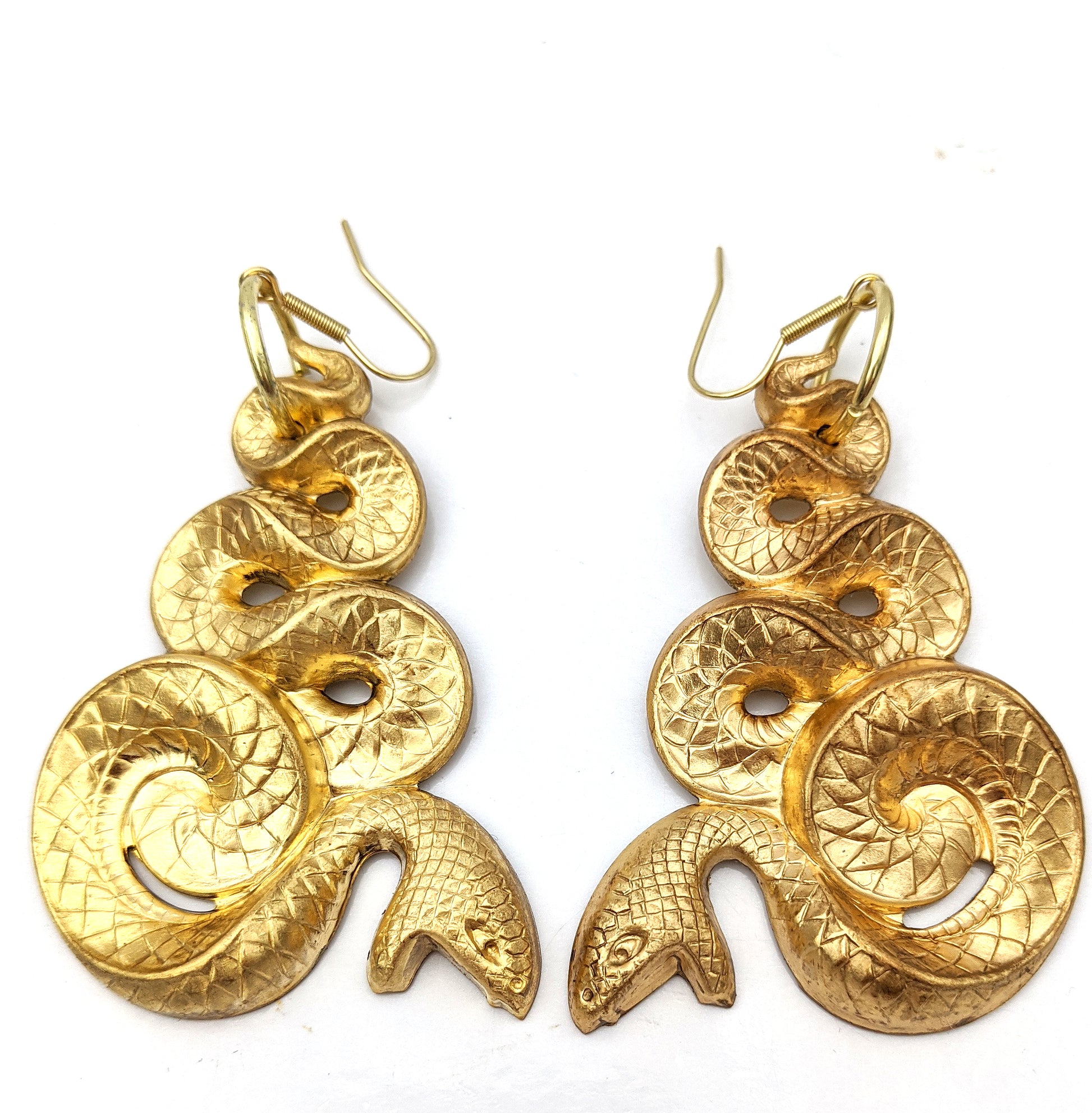 BIG Brass Snake Earrings left / right Gay Isber gift bags 100% USA made-Gay Isber Designs