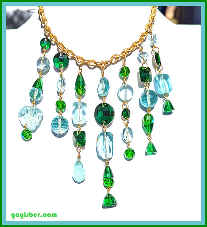 Aqua & Kelly Green Swarvoski Ncklace Gay Isber's Luxury Collection-Gay Isber Designs