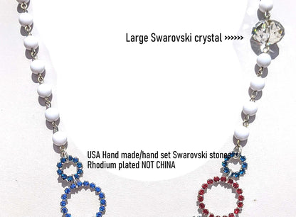 Election Collection Swarovski Circles USA Red White Blue Necklace Gay Isber-Gay Isber Designs