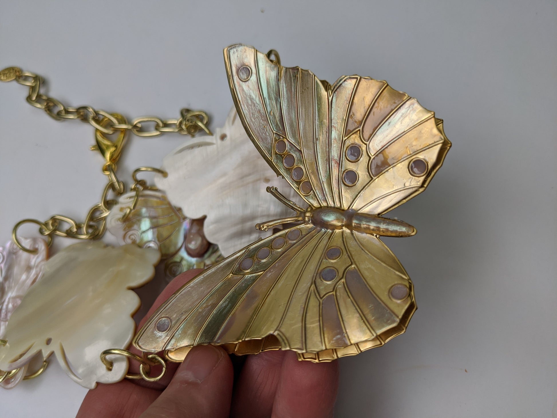 Butterfly Blister Pearls + Brass Butterfly Gay Isber one of a kind Necklace-Gay Isber Designs