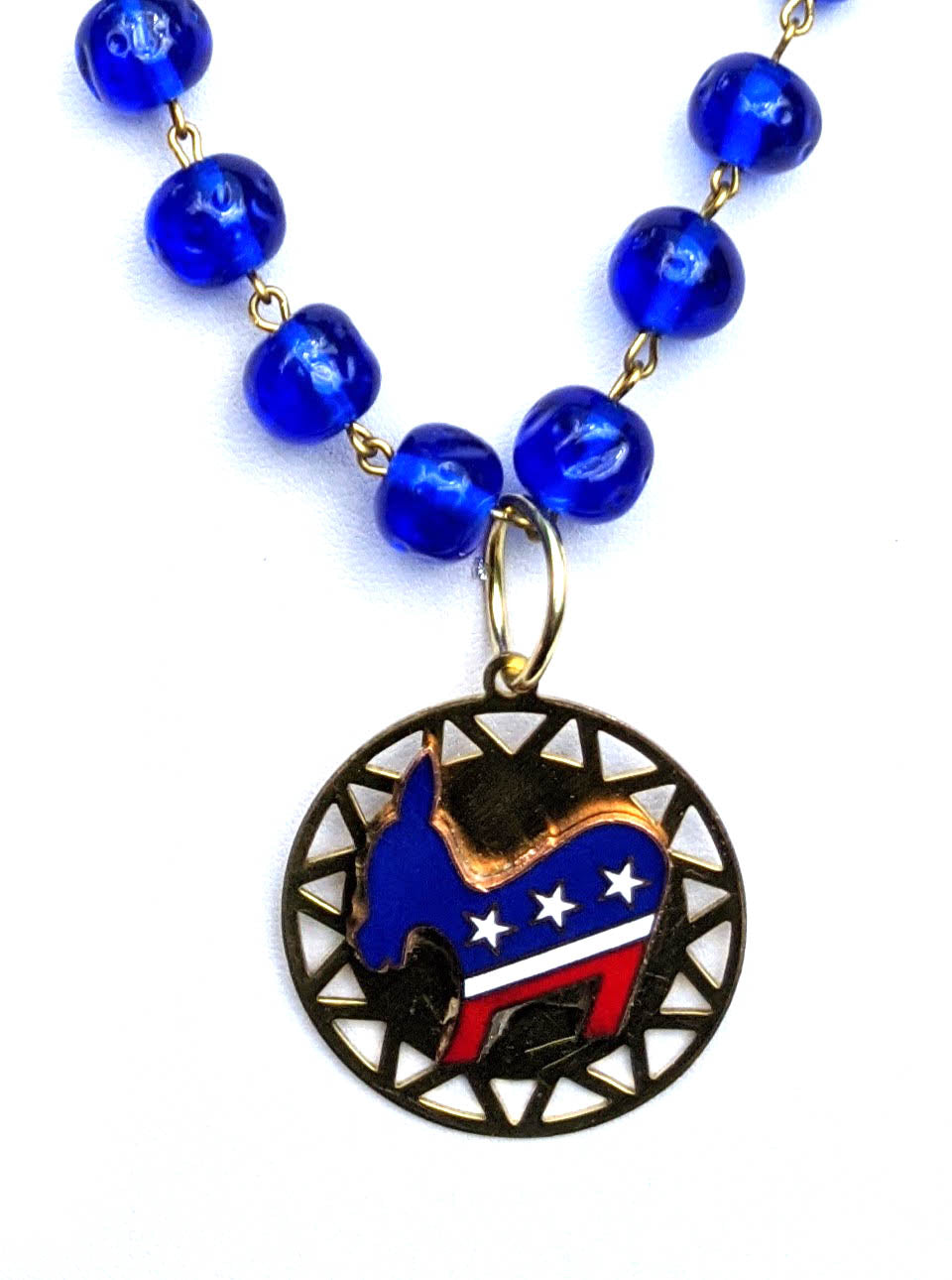 Election Collection Vintage Hand Linked Blue Beads Donkey USA Necklace Gay Isber-Gay Isber Designs