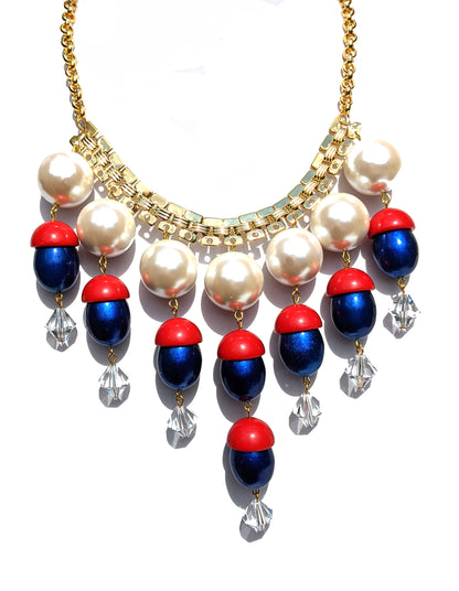 Election Collection Amazing USA Red White Blue Vintage Pearls Beads Necklace Gay Isber-Gay Isber Designs