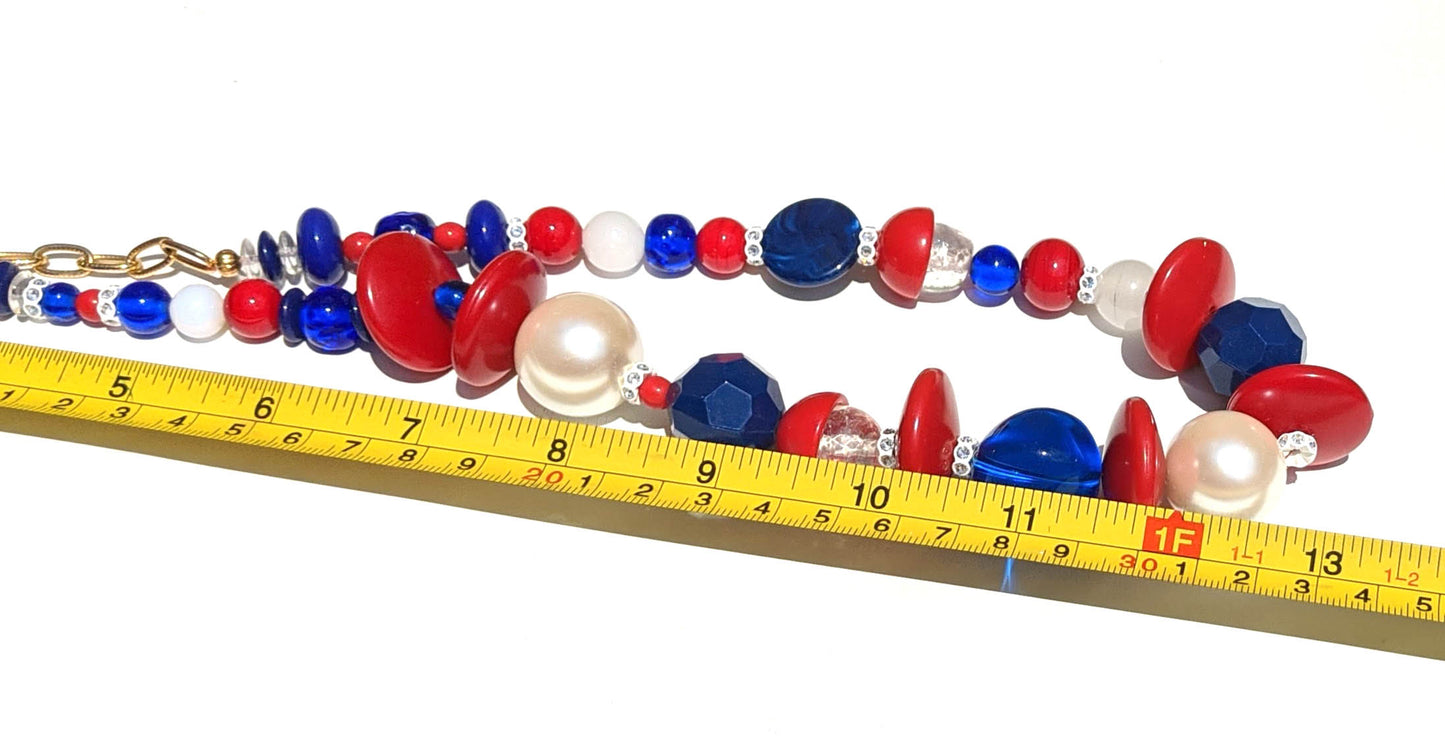 Election Collection USA Power Red White Blue Necklace Gay Isber-Gay Isber Designs