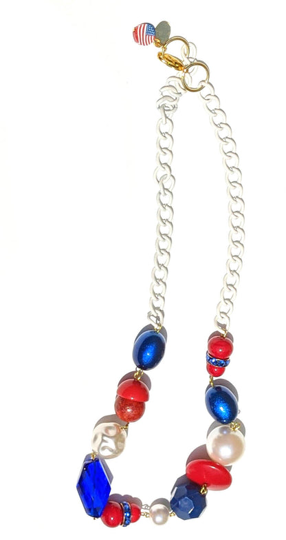 Election Collection Red White Blue Statement Necklace 23 inches Gay Isber-Gay Isber Designs