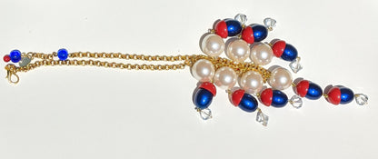 Election Collection Amazing USA Red White Blue Vintage Pearls Beads Necklace Gay Isber-Gay Isber Designs