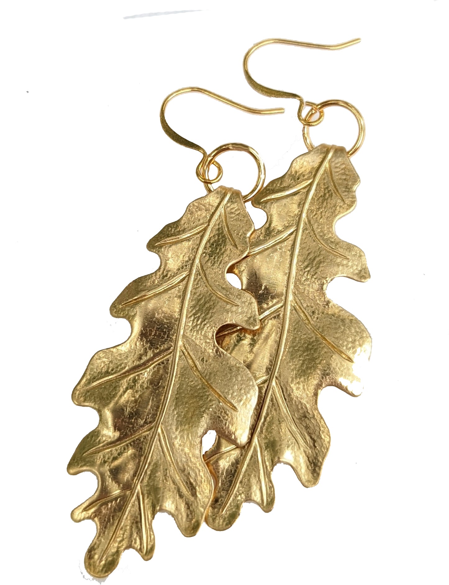 Big Brass Oak Leaf Earrings 100% USA made Sustainable Designer Gay Isber Austin, Texas-Gay Isber Designs