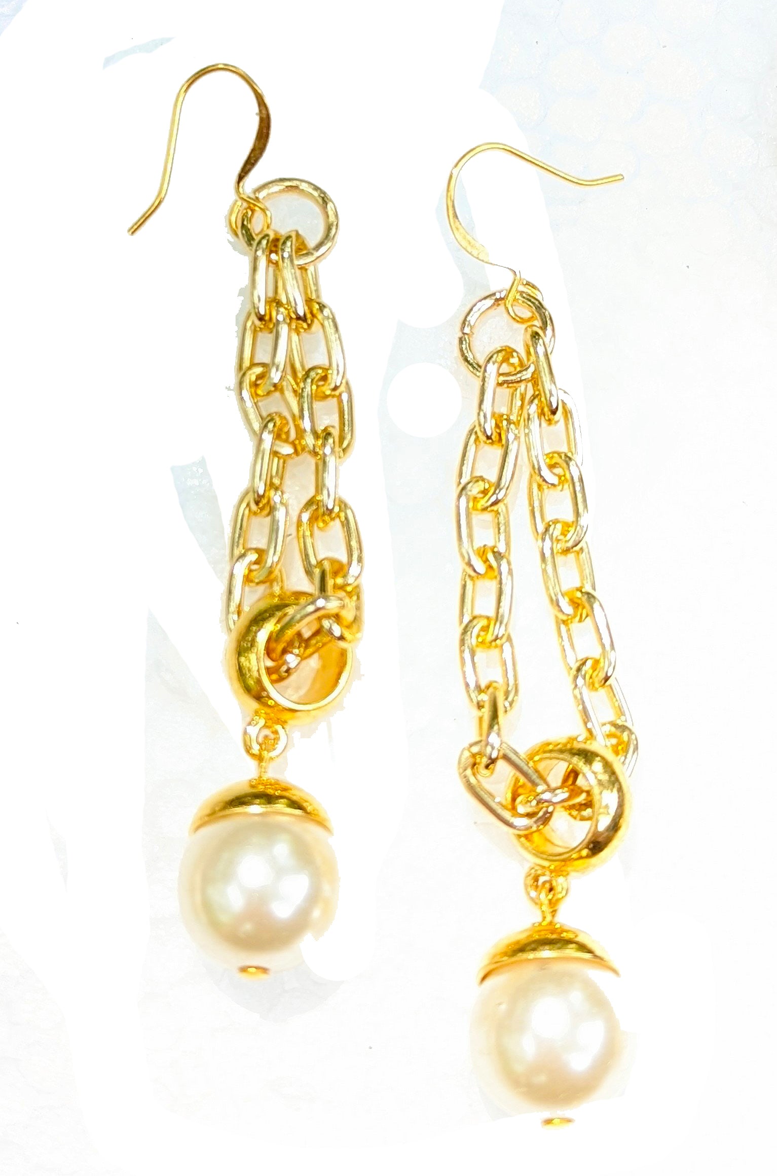 Chains and Pearls Gold Sexy Earrings Gay Isber Handmade USA Made sustainable jewelry-Gay Isber Designs