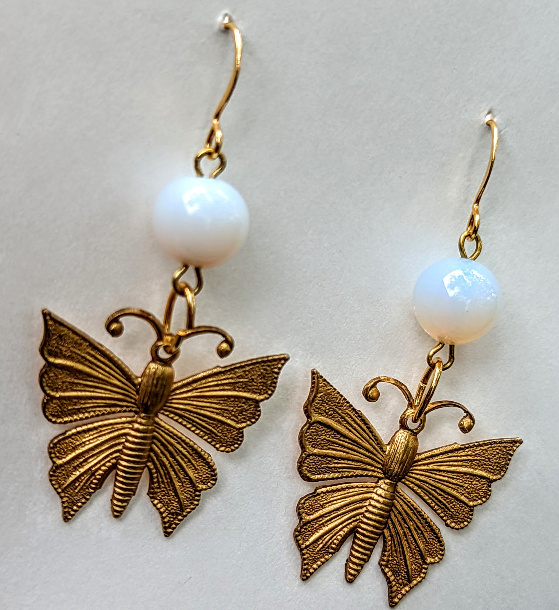 Butterflies with Vintage Opalite Earrings USA Made Gay Isber Free Gift Bag Butterfly-Gay Isber Designs