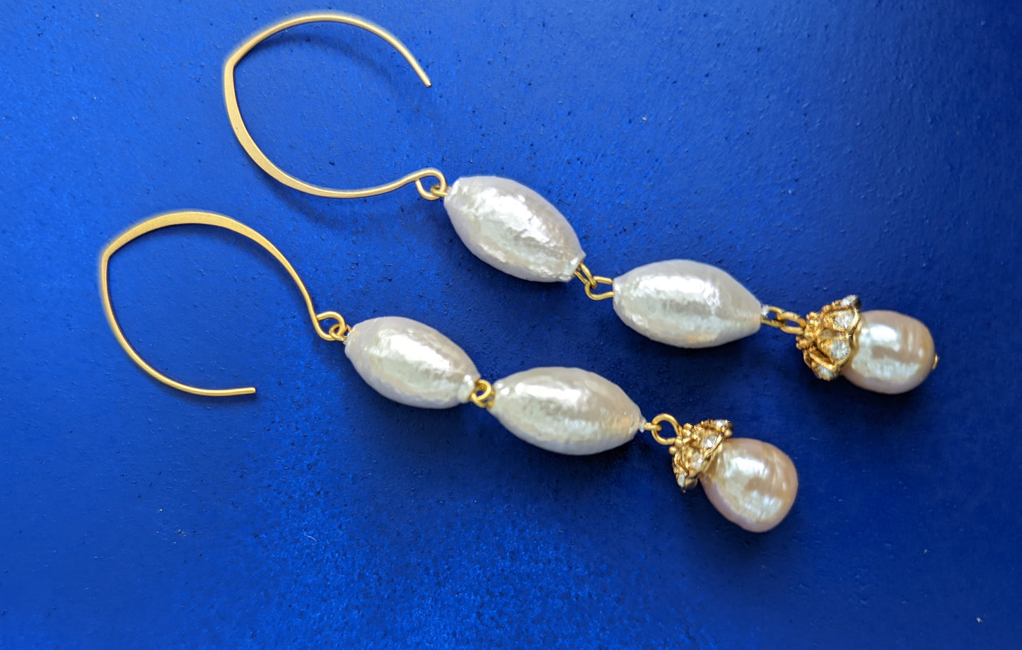 Rare Cotton Pearls Earrings Bridal Gay Isber USA Made with Free Gift Bag-Gay Isber Designs