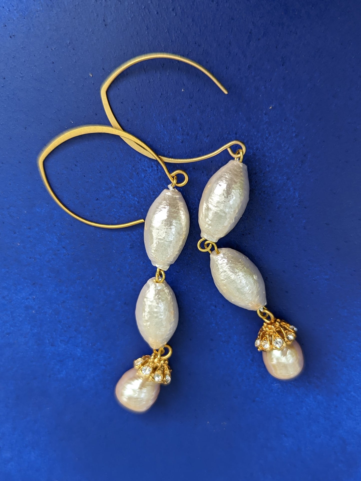 Rare Cotton Pearls Earrings Bridal Gay Isber USA Made with Free Gift Bag-Gay Isber Designs