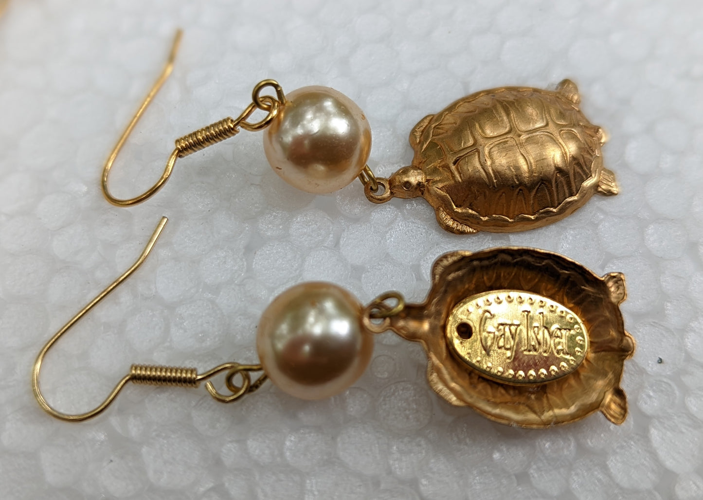 Turtle and Pearl Earrings USA Made Gay Isber Austin Texas Win the race-Gay Isber Designs