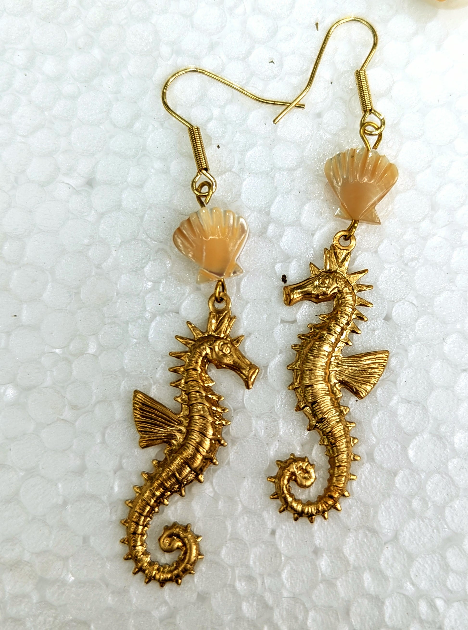 Seahorse MOP Shell Earrings USA Made Sustainable Jewelry Gay Isber Free Gift bag-Gay Isber Designs