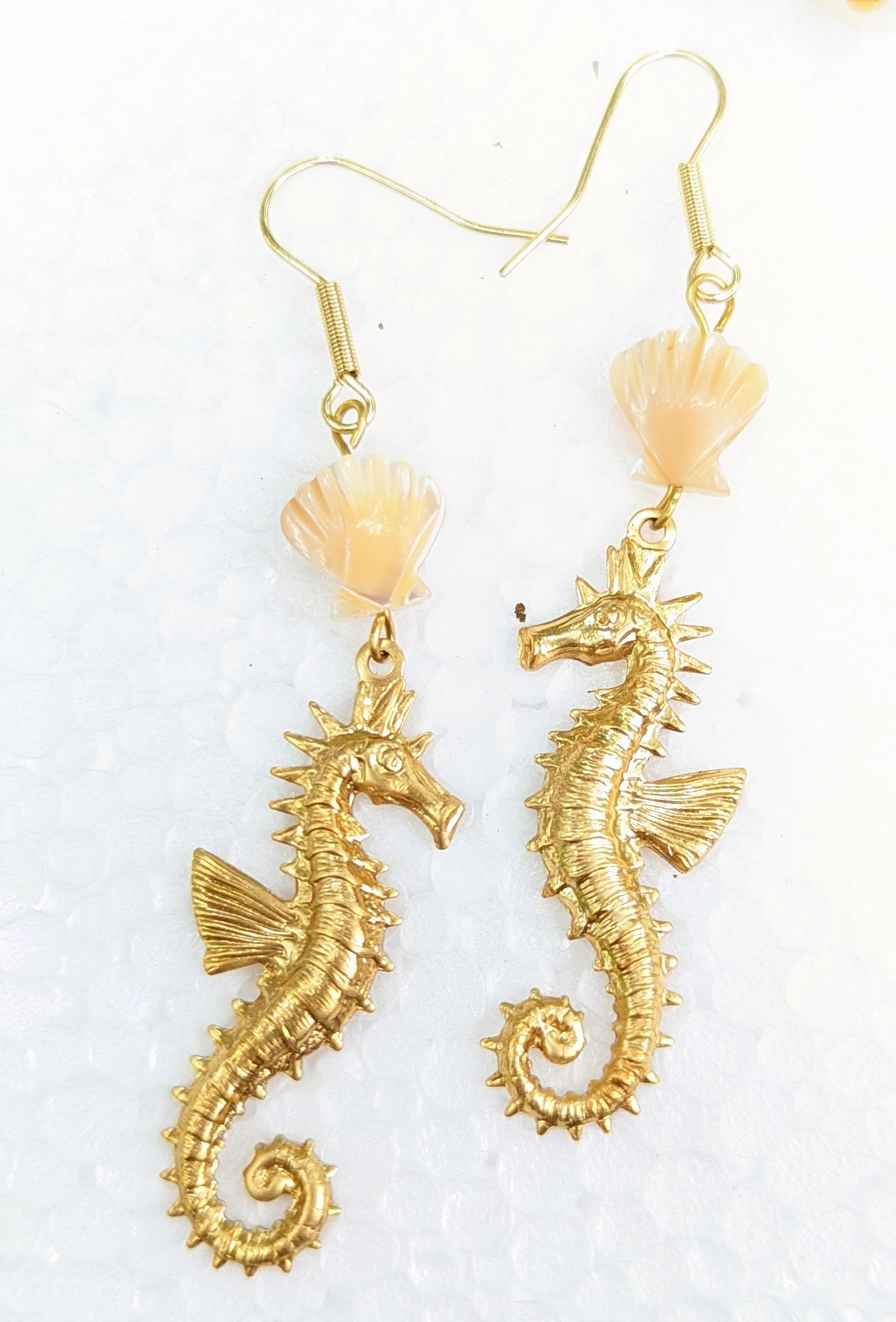 Seahorse MOP Shell Earrings USA Made Sustainable Jewelry Gay Isber Free Gift bag-Gay Isber Designs