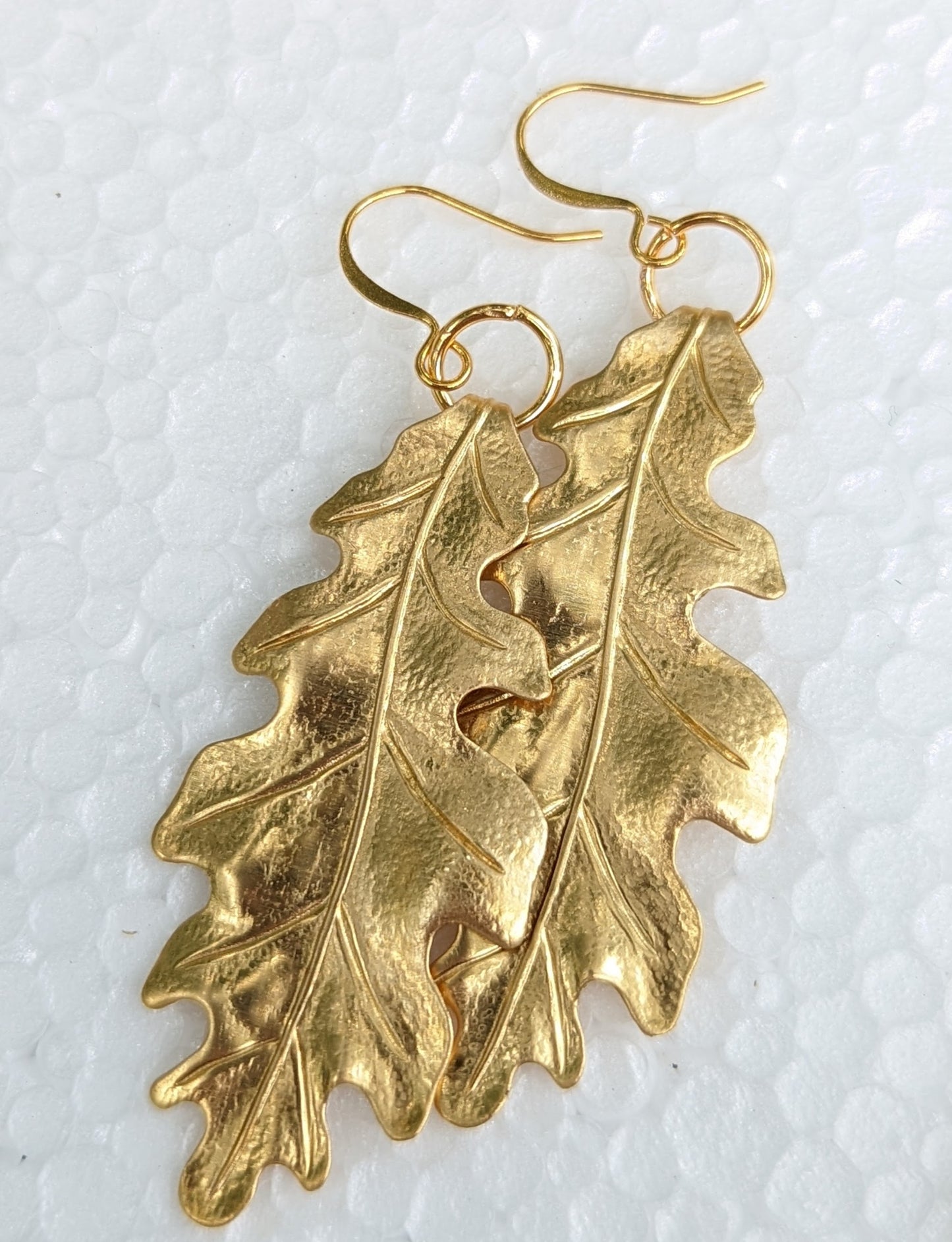 Big Brass Oak Leaf Earrings 100% USA made Sustainable Designer Gay Isber Austin, Texas-Gay Isber Designs