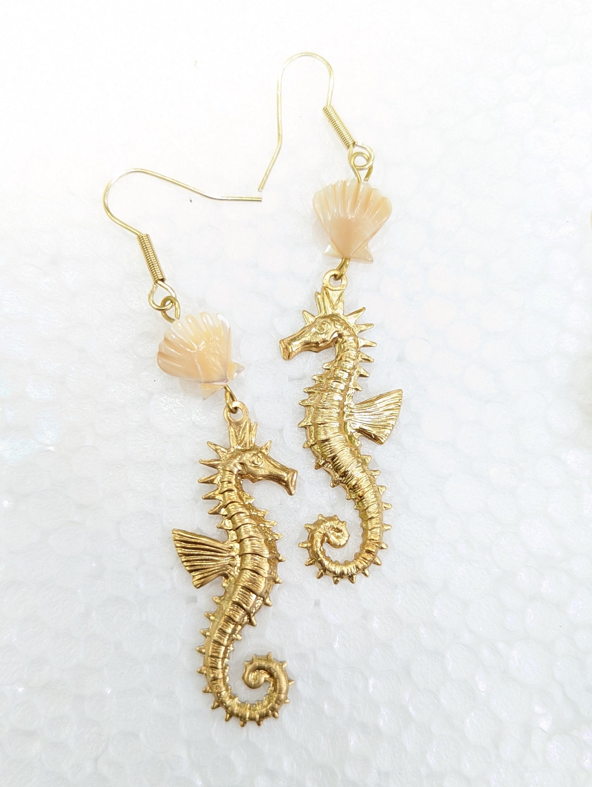 Seahorse MOP Shell Earrings USA Made Sustainable Jewelry Gay Isber Free Gift bag-Gay Isber Designs