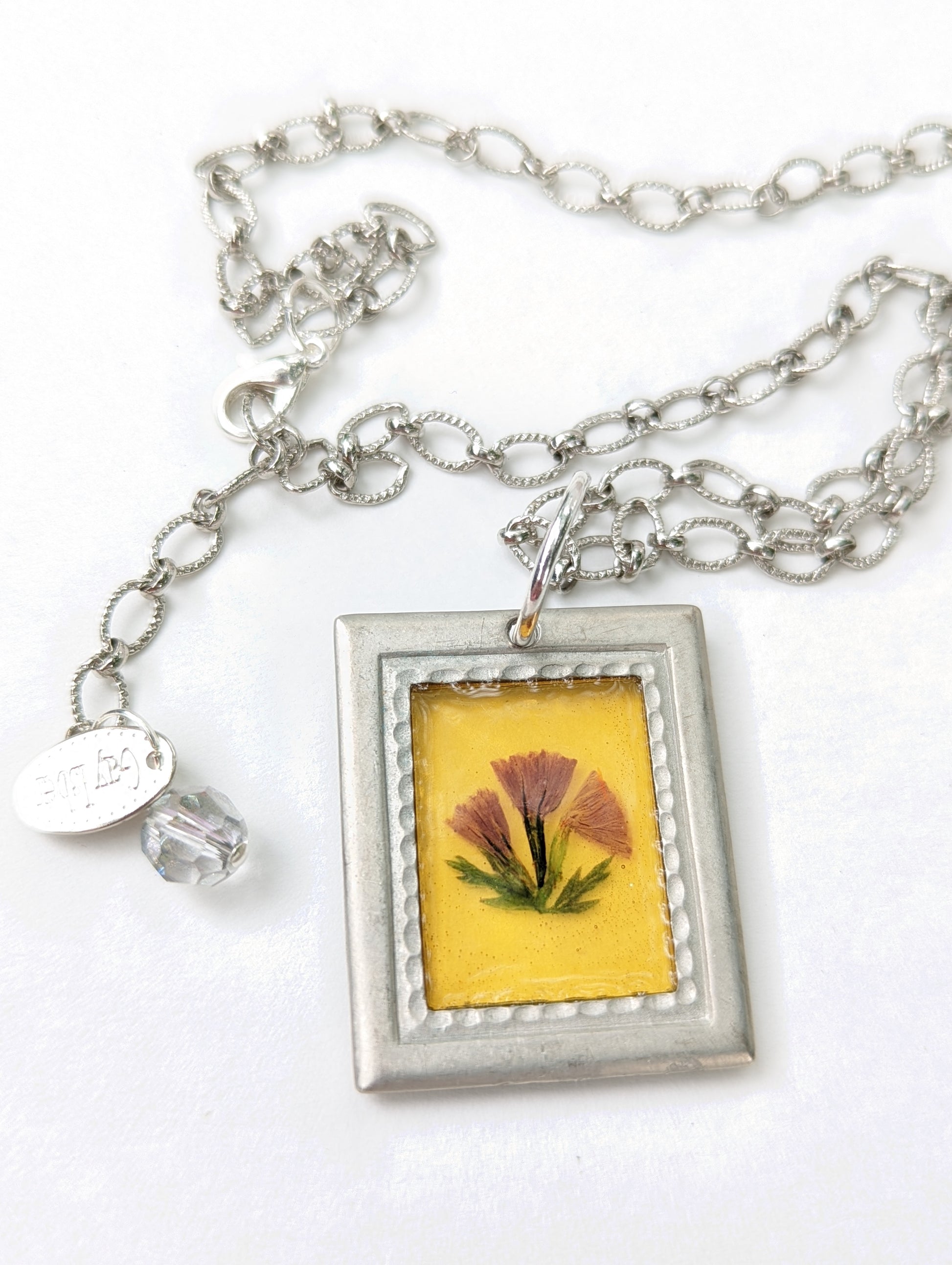 Frame Flower Resin Necklace Gay Isber Sister Collection New Old Stock So CUTE-Gay Isber Designs