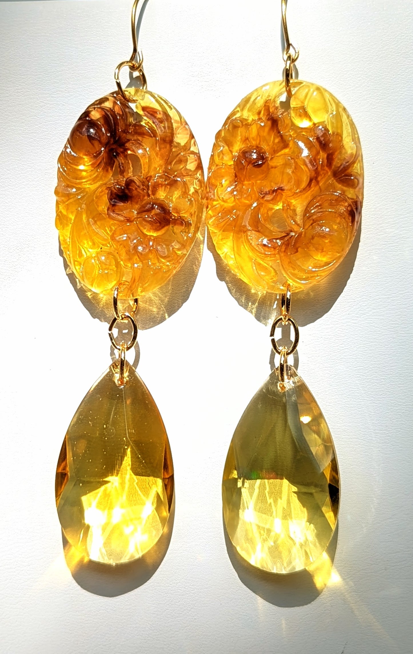 Yellow Crystal Earrings Vintage Hong Kong Cameos Gay Isber Sugar Pops-Gay Isber Designs