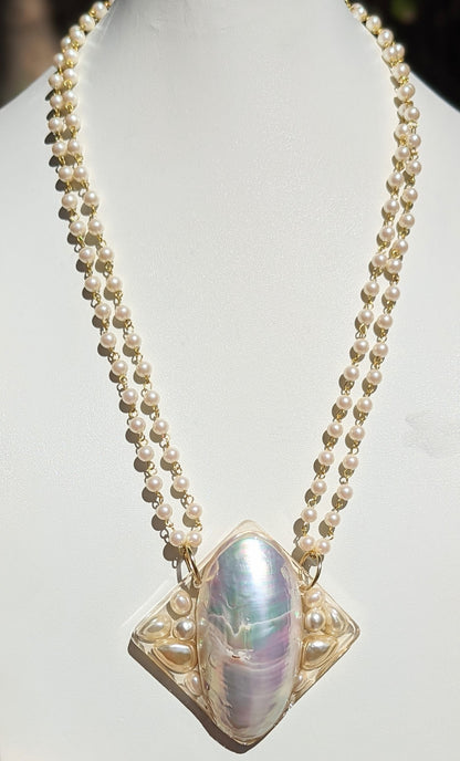 Pearl Nautilus Shell Handlinke Vintage Pearls Necklace Gay Isber 1 of 1-Gay Isber Designs