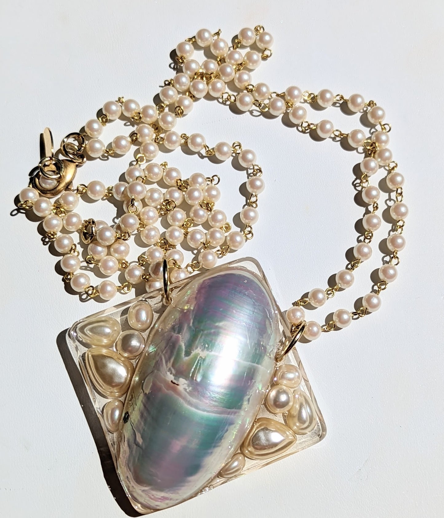 Pearl Nautilus Shell Handlinke Vintage Pearls Necklace Gay Isber 1 of 1-Gay Isber Designs