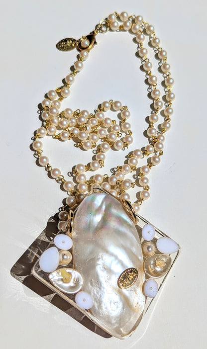 Pearl Nautilus Shell Handlinke Vintage Pearls Necklace Gay Isber 1 of 1-Gay Isber Designs