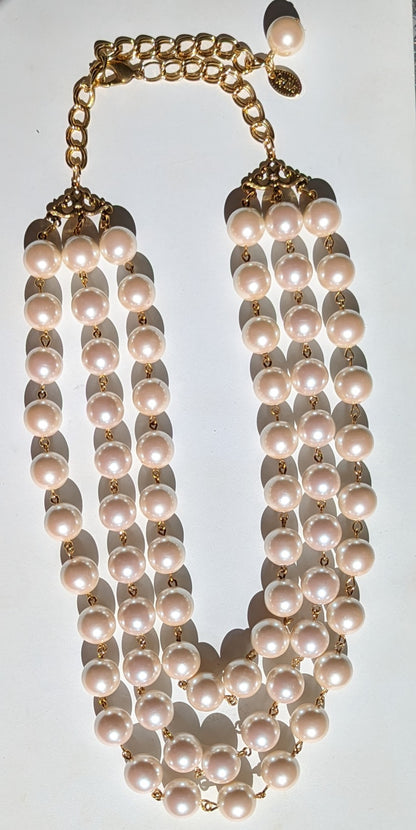 Vintage 3 Strand Handlinked Pearls by Gay Isber Jackie O got an upgrade-Gay Isber Designs