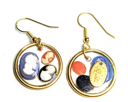 A Circle of Sisters Vintage Acrylic Cameos Resin Earrings Gay Isber Sister Collection-Gay Isber Designs