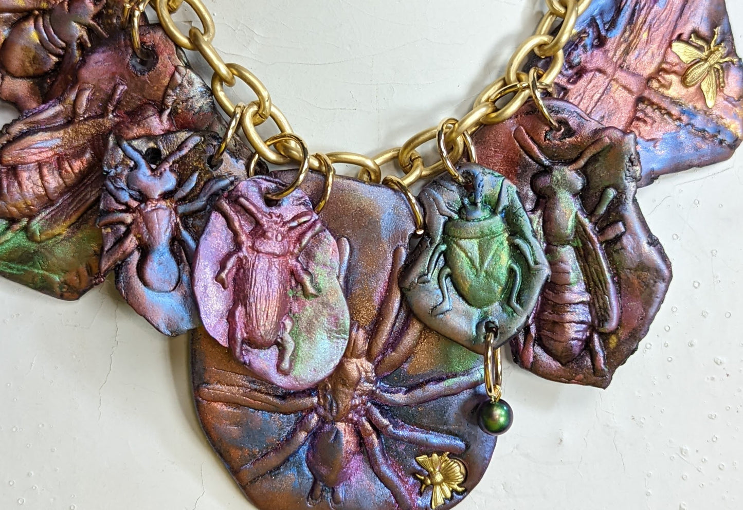 Beautiful Bug & Butterfly Necklace Gay Isber one of a kind USA Made-Gay Isber Designs