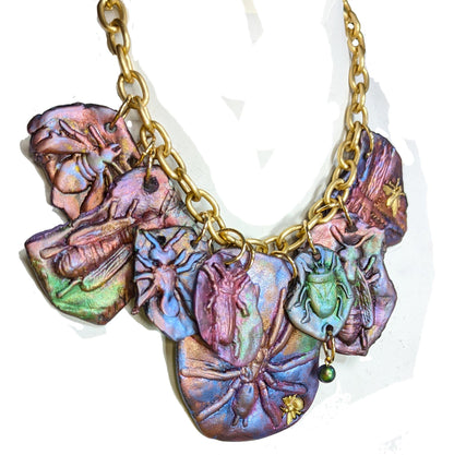 Beautiful Bug & Butterfly Necklace Gay Isber one of a kind USA Made-Gay Isber Designs