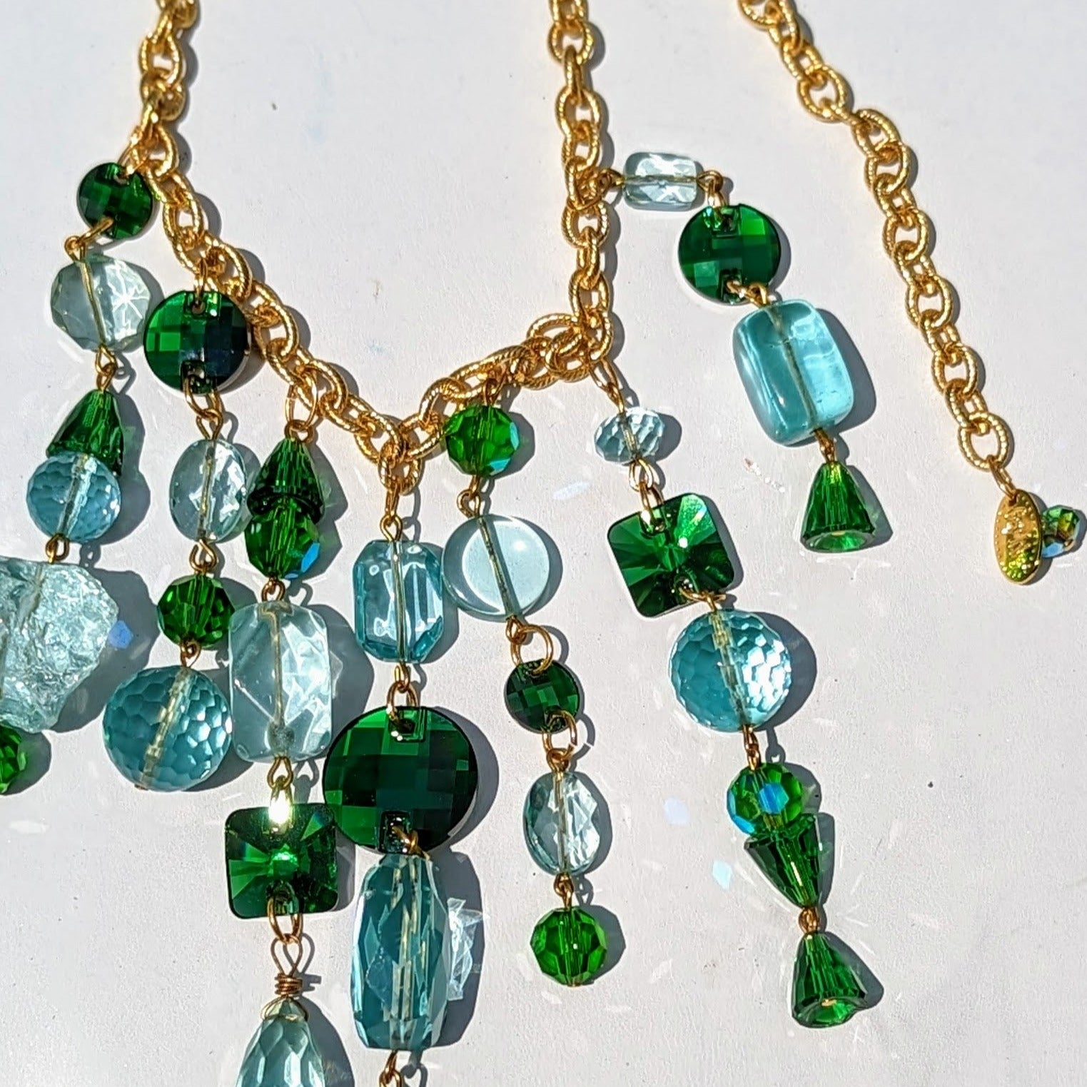 Aqua & Kelly Green Swarvoski Ncklace Gay Isber's Luxury Collection-Gay Isber Designs