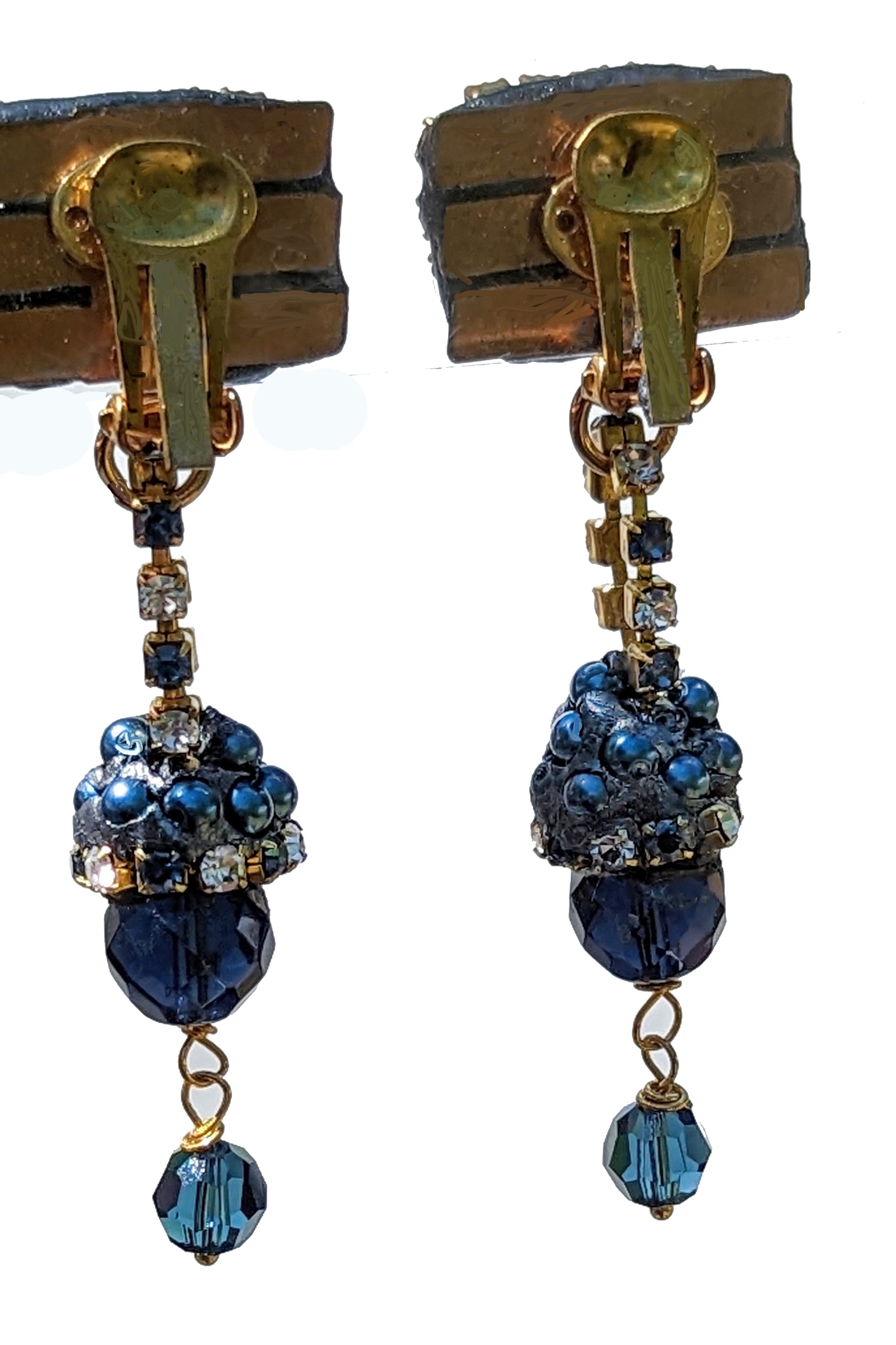 Montana Blue Swarovskis Crystal Drop Clip Earrings + Necklace Set Created by Gay Isber-Gay Isber Designs