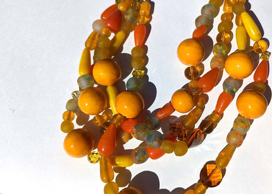 Mustard Cotton Pearls ++ 4 Strands Necklace Gay Isber one of a kind USA Made 1 of 1-Gay Isber Designs