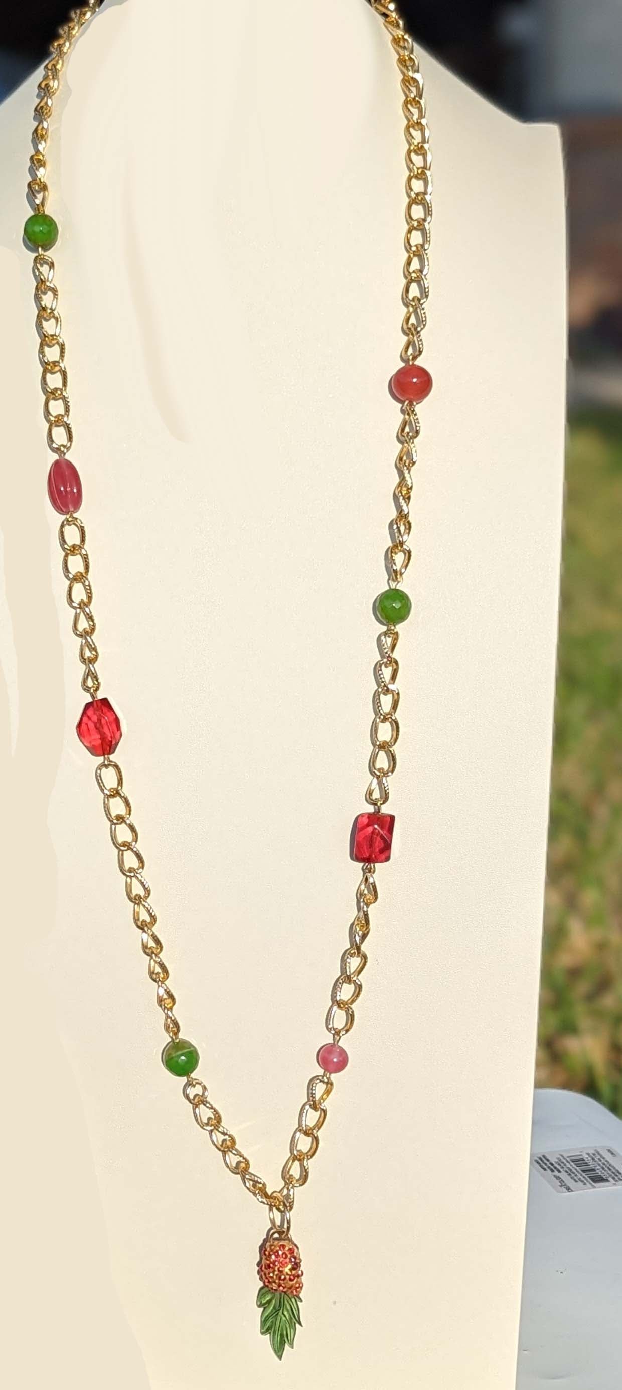 Sugar Baby Collection Mommy & Me 2 Matching - Swarovski Pink Red Green beads inset Mother Daughter Necklace Gay Isber USA 1 of 1-Gay Isber Designs