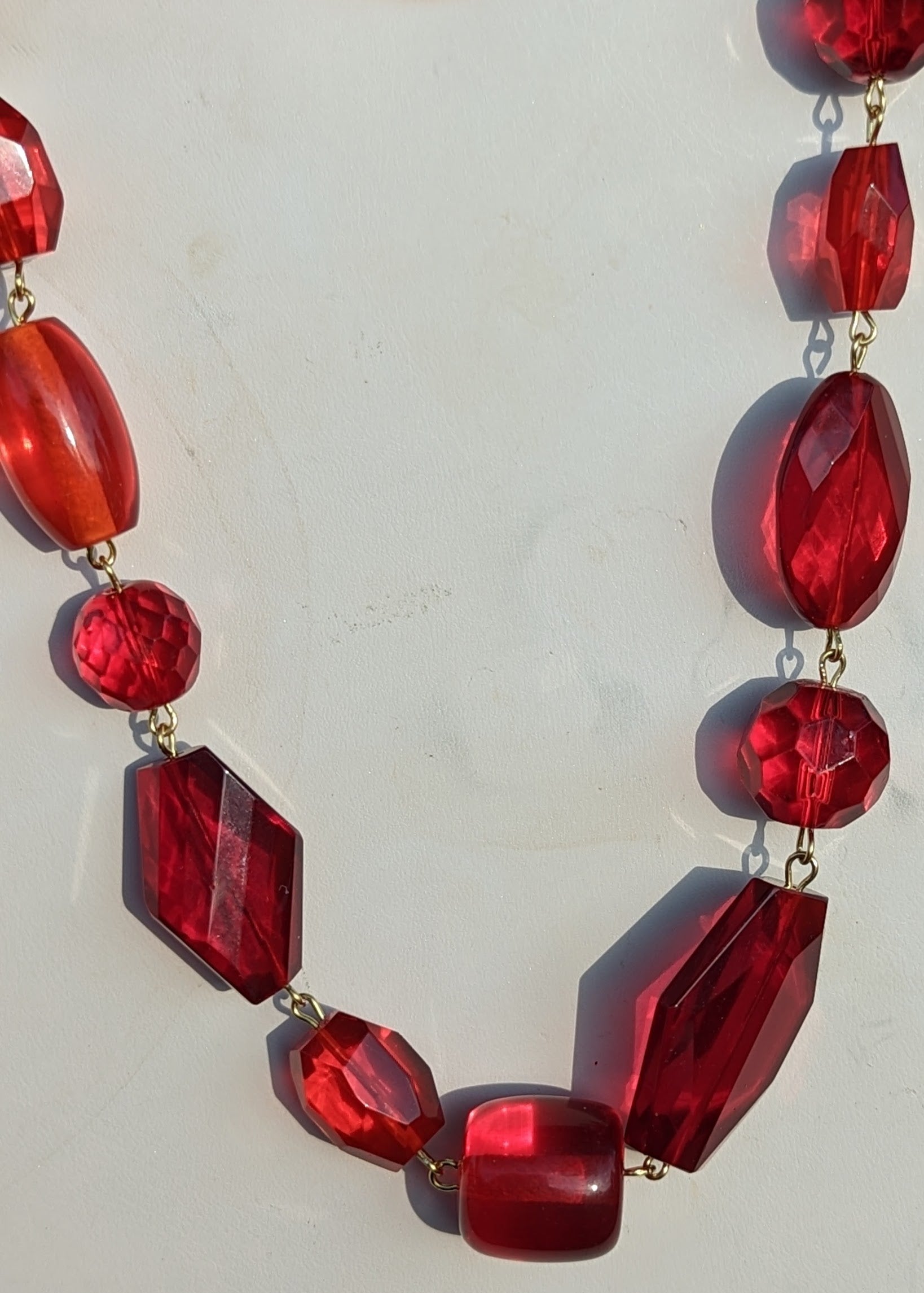 Ruby Red Glass Holiday Art Necklace Gay Isber USA 1 of 1-Gay Isber Designs