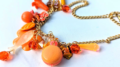 Sugar Baby Orange Vintage Fun Children's Charms 16 inch Necklace Gay Isber child size-Gay Isber Designs