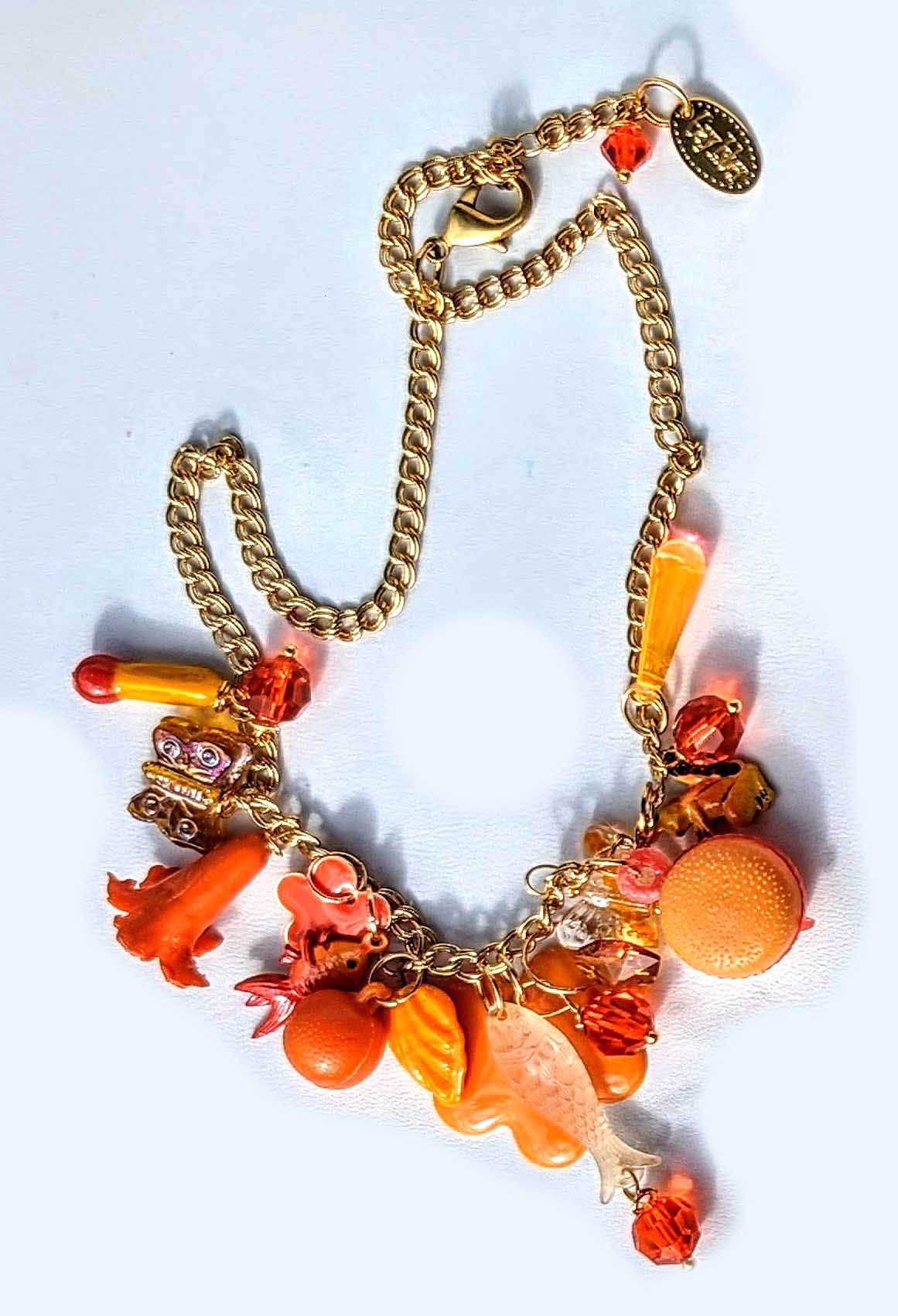 Sugar Baby Orange Vintage Fun Children's Charms 16 inch Necklace Gay Isber child size-Gay Isber Designs