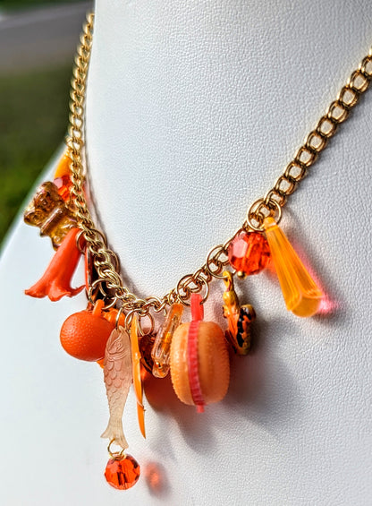 Sugar Baby Orange Vintage Fun Children's Charms 16 inch Necklace Gay Isber child size-Gay Isber Designs