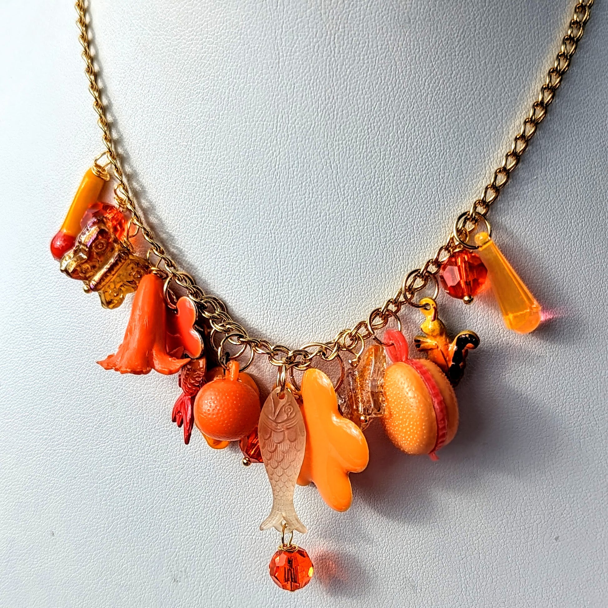 Sugar Baby Orange Vintage Fun Children's Charms 16 inch Necklace Gay Isber child size-Gay Isber Designs