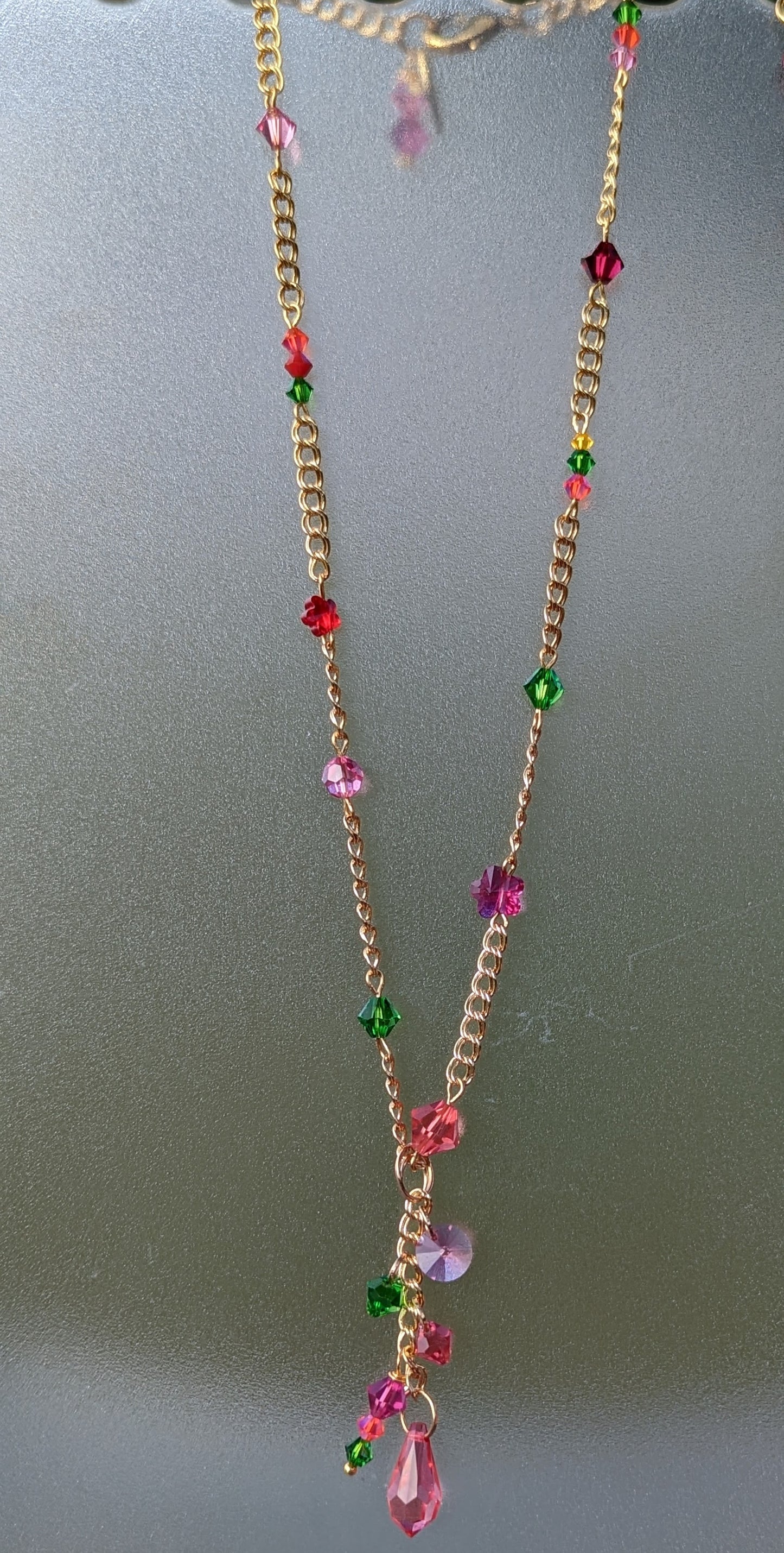 Sugar Baby Collection Mommy & Me 2 Matching - Swarovski Pink Red Green beads inset Mother Daughter Necklace Gay Isber USA 1 of 1-Gay Isber Designs