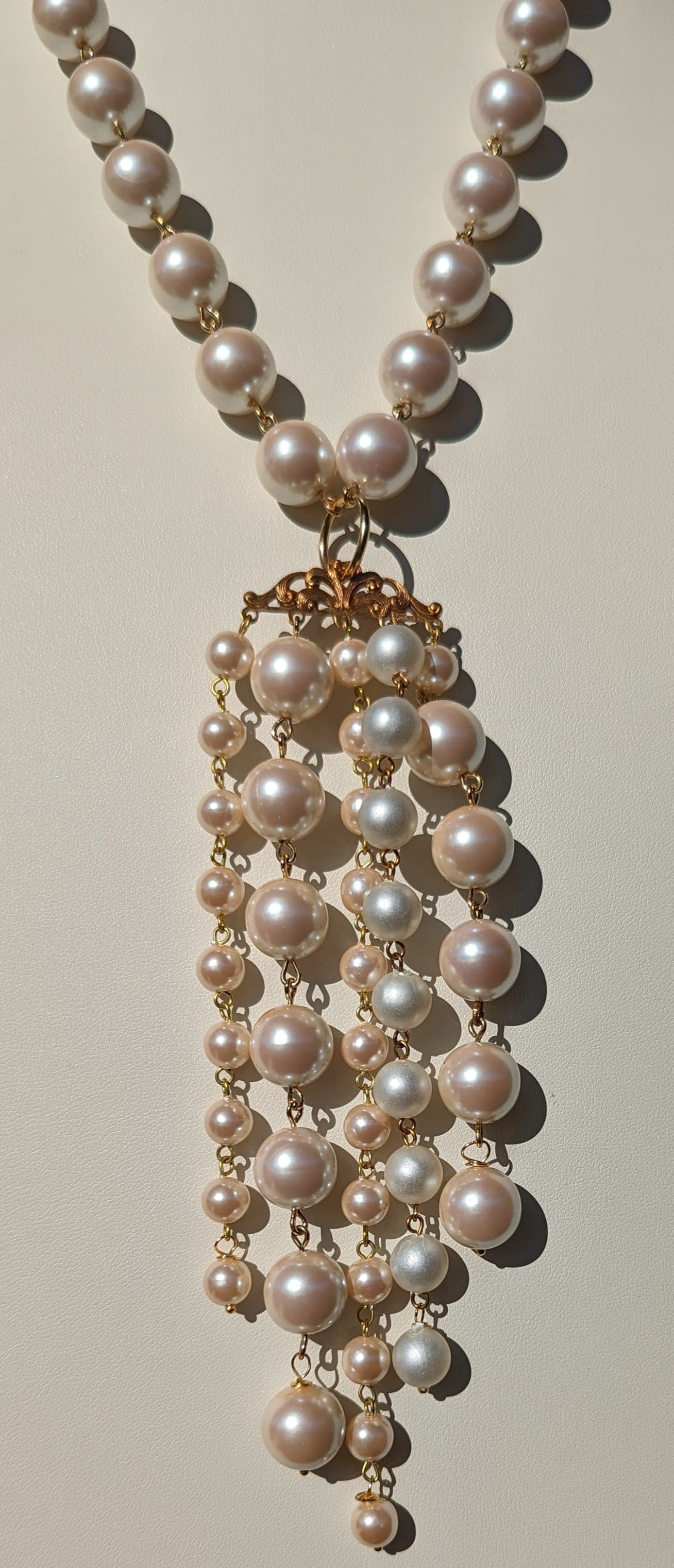 Vintage Japanese Pearls Necklace in shades of White Ceam Hand linked Gay Isber-Gay Isber Designs