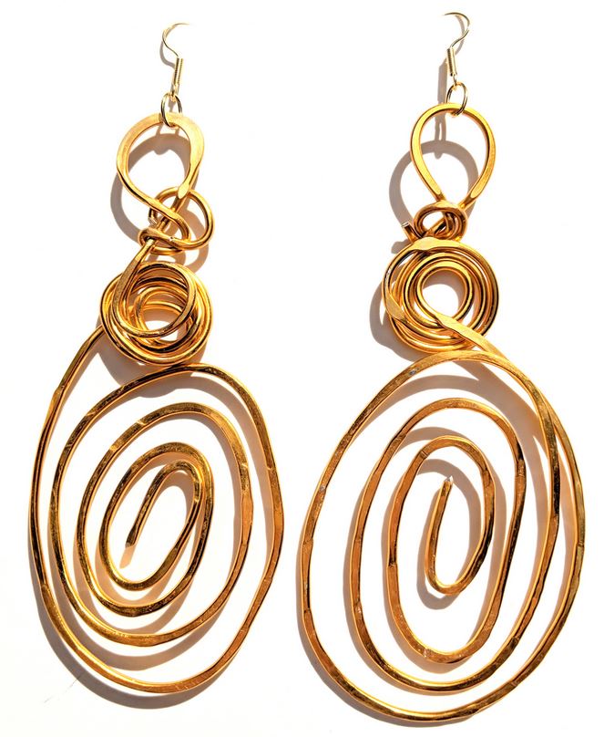 Gold Tone Sugar Tangle Wire Earrings Lightweight Gay Isber Unisex-Gay Isber Designs