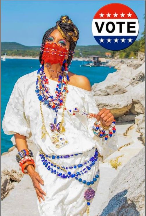 Election Collection Amazing USA Red White Blue Vintage Pearls Beads Necklace Gay Isber-Gay Isber Designs